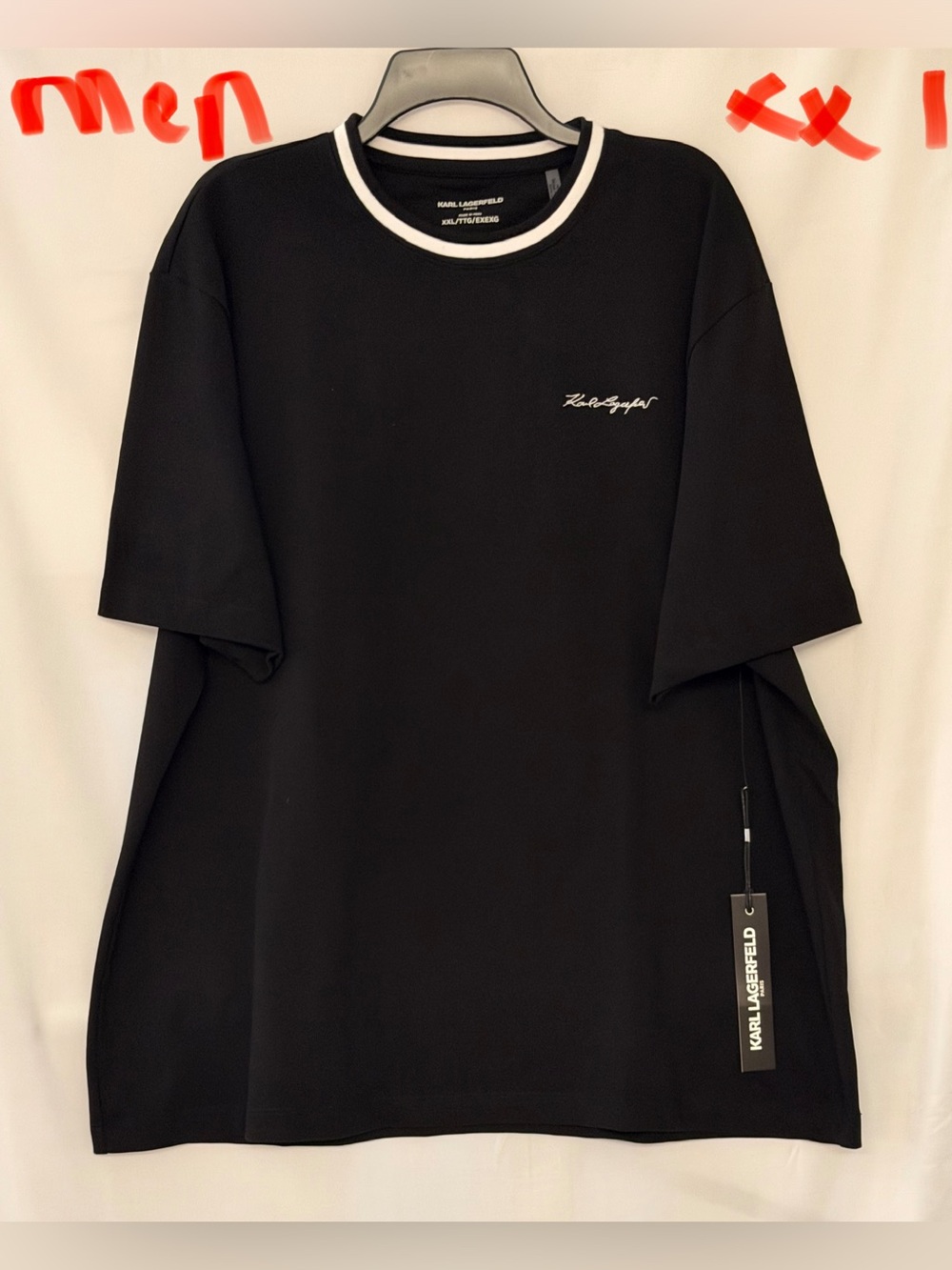 Karl Lagerfeld Black Tee with White Trim Crewneck